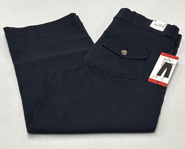 Gloria Vanderbilt Women’s Navy Wide-Leg Crop Pull-On Pants Size 8