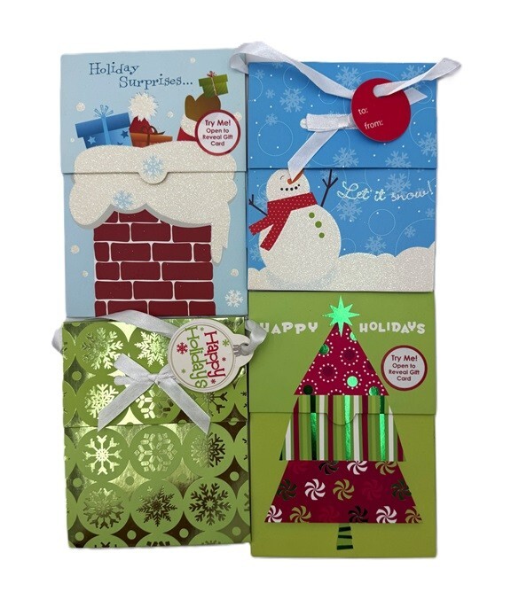 4- Gift Card Holders Assorted Designs For Christmas & Holidays, As Shown-image