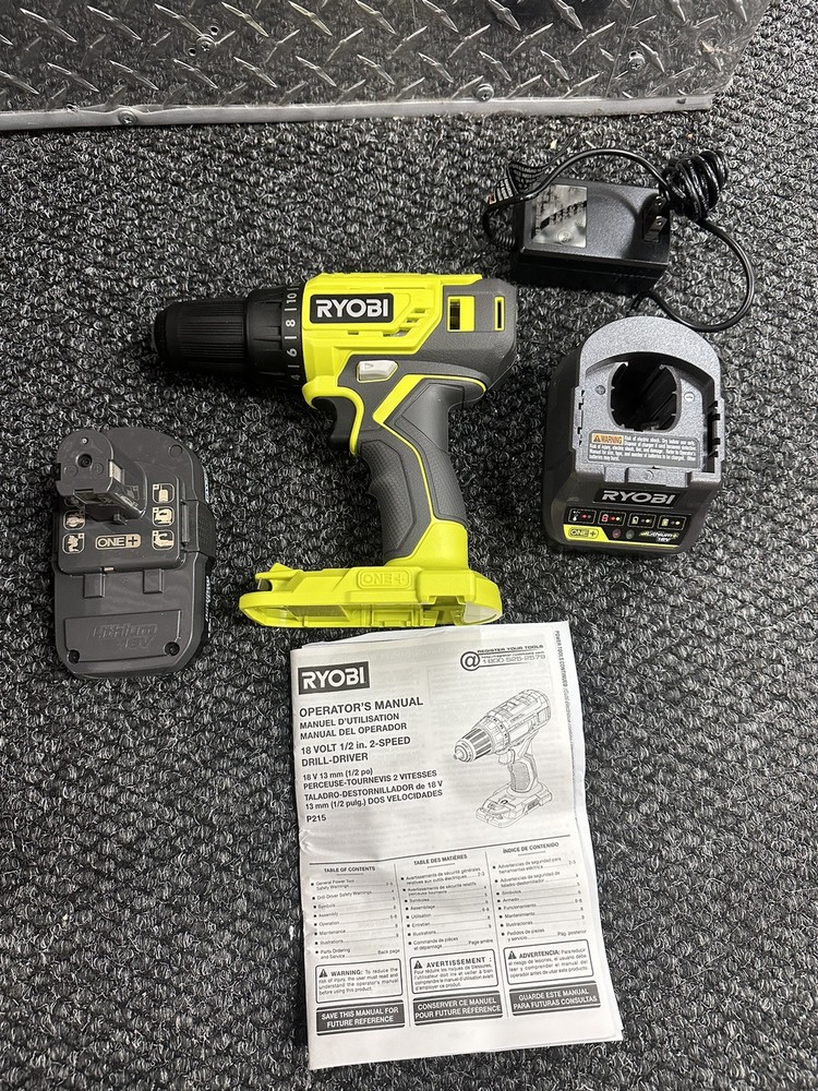 Ryobi 18V 1/2”. 2 Speed Drill/Driver Kit - P215