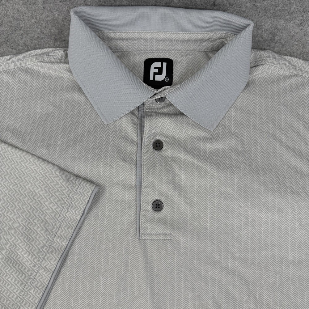 FootJoy FJ Mens Golf Polo Performance Shirt XXXL 3XL Gray Chevron All Over Print