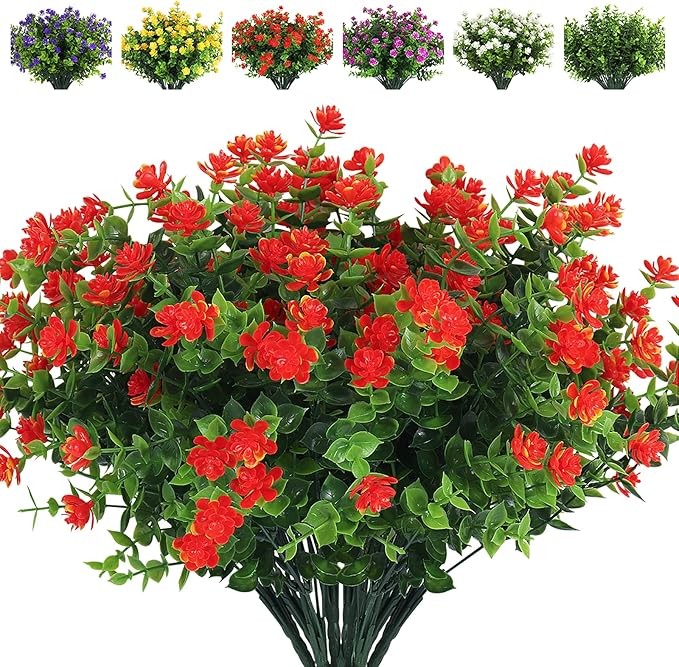 6 Pack Artificial Flowers UV Resistant Boxwood Fake Plants Shrubs Decor