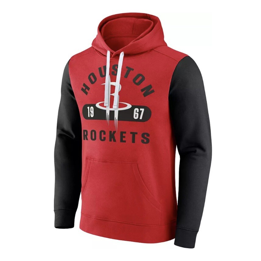 Fanatics NBA Houston Rockets Pullover Hoodie w/ Pocket Red Black Mens Size M