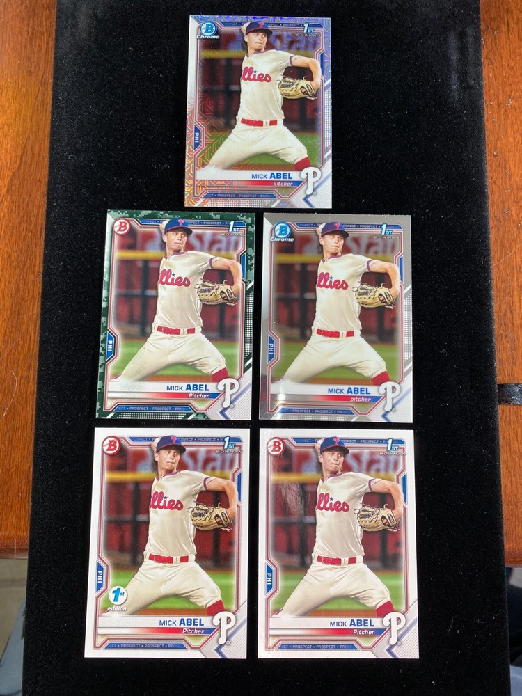 2021 Bowman Chrome Mick Abel 1st RC Mojo Refractor Phillies 5-Card Lot