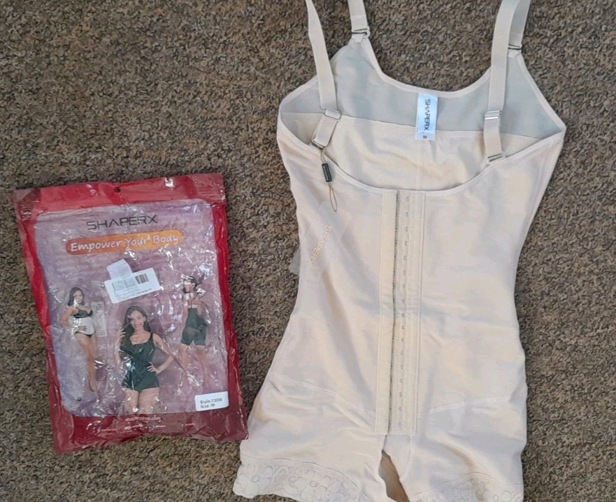 BNWT LADIES SHAPERX SHAPEWEAR bodysuit nude SIZE  M  size 12 - 14   crotch