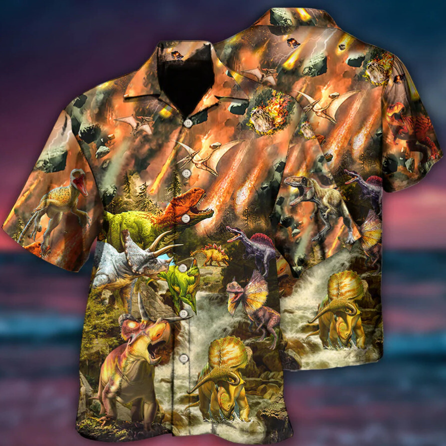 Dinosaur Disastrous War 3D Hawaiian Shirt US Size All Over Print Perfect Father Day Gift Idea for Dads