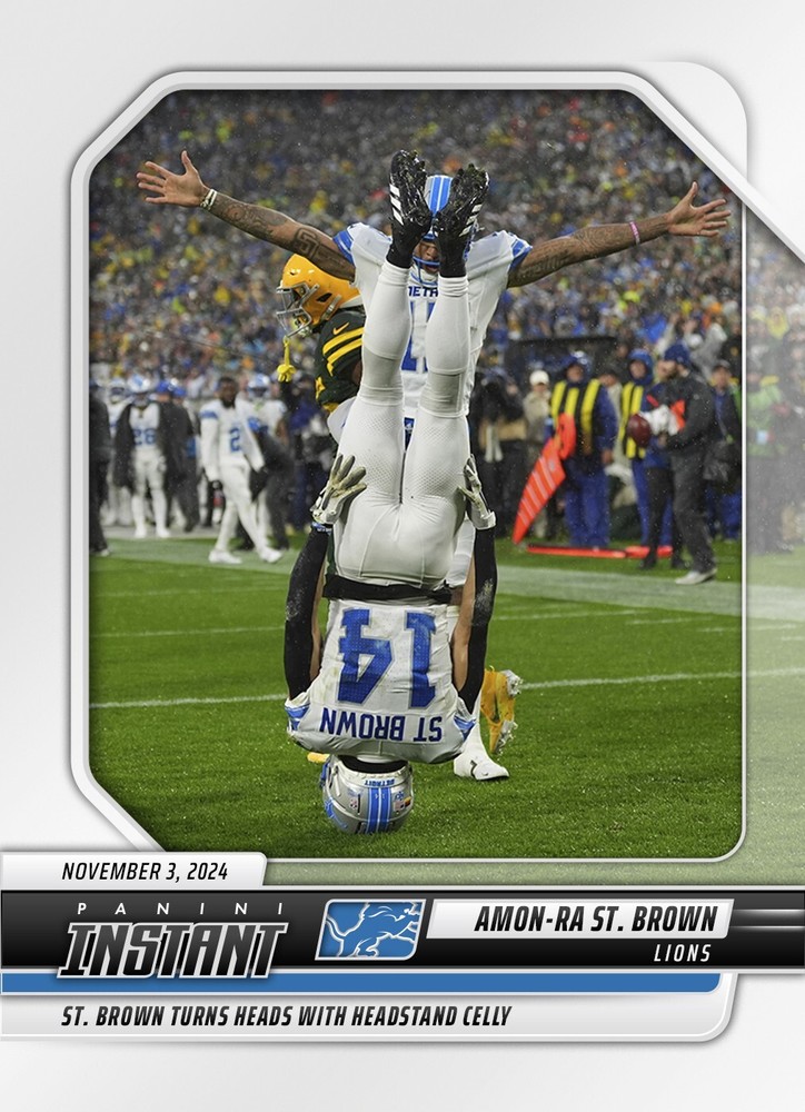 PRESALE 2024 Panini Instant NFL #132 Amon-Ra St Brown - HEADSTAND CELEBRATION!-image