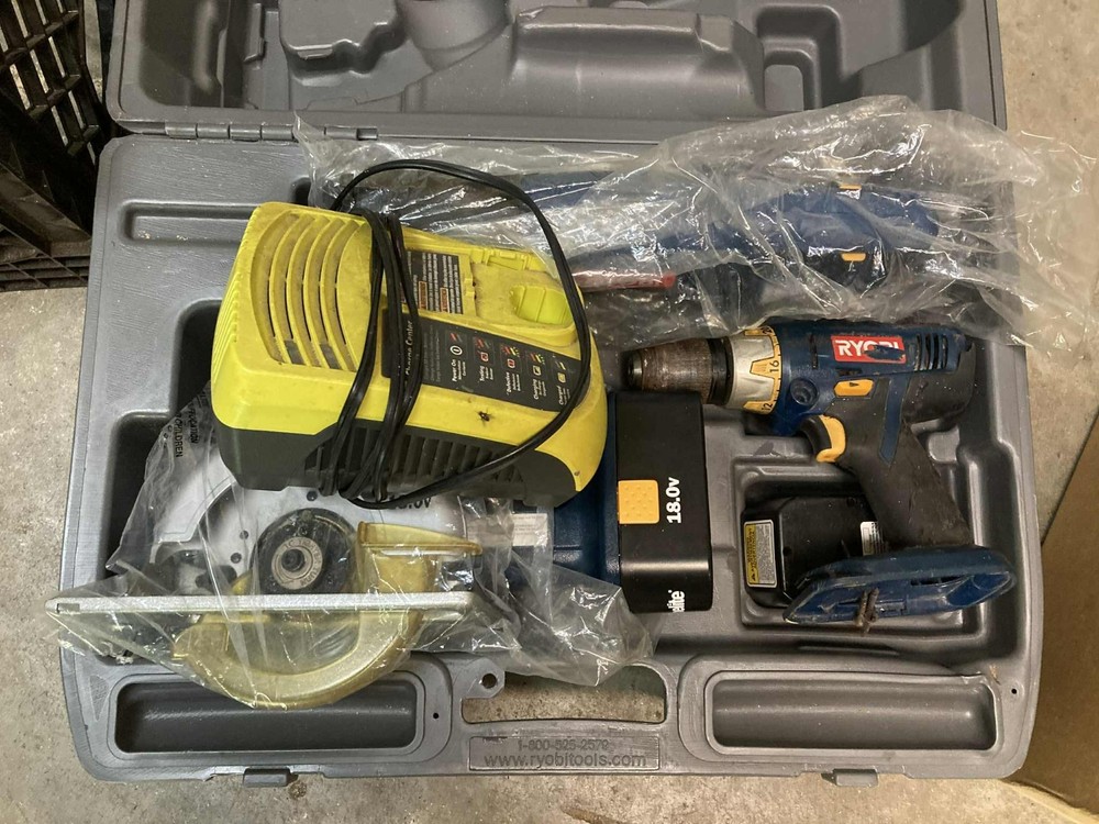 Ryobi 18V 3-Tool Combo Kit with Circular Saw Reciprocating Saw Drill Batteries and Charger