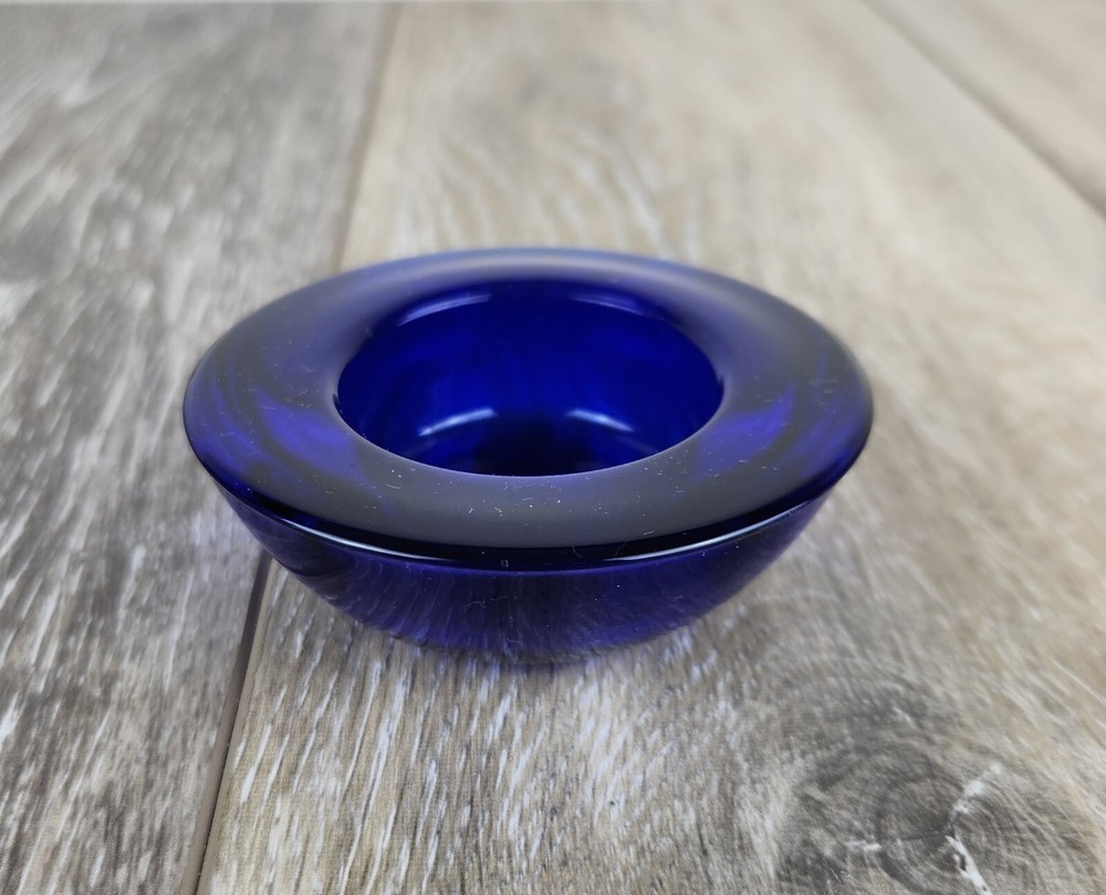 Elegant Heavy Cobalt Blue Glass Tealight Votive Candle Holder