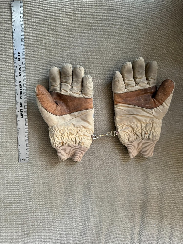 VTG Knit Wrist Winter Safety Gloves w/ Leather Trim + Reflective Strips Brown