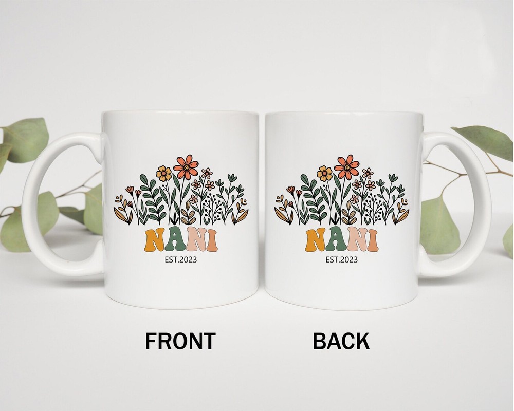 Nani Wildflowers Retro Coffee Mug 2023 Pregnancy Announcement Cup