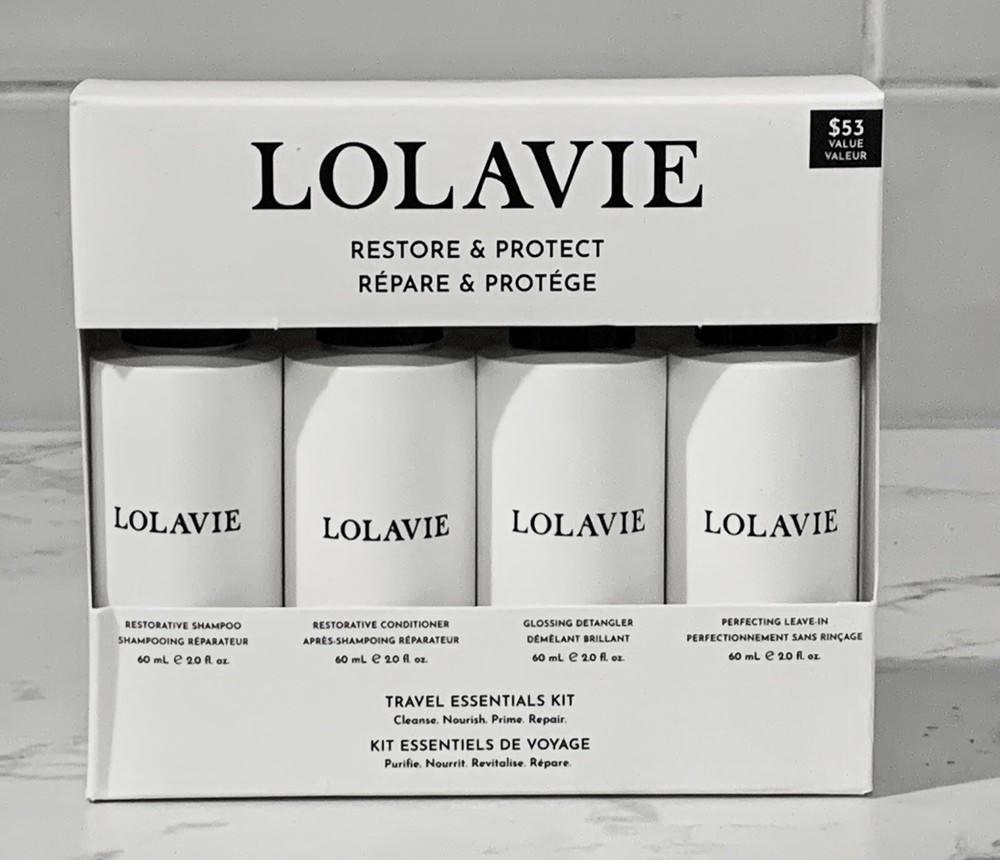 Lolavie Travel Set with Restorative Shampoo Conditioner Detangler Leave-In 2oz #n4