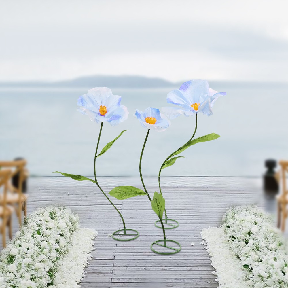 3PC Blue Large Artificial Flower For Fake Bouquet Wedding Home Party Decoration