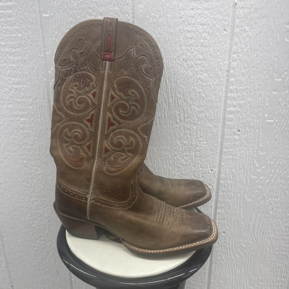 ARIAT Madrina Macchiato Tan Red Square Toe Cowboy Boots Women Size 9B