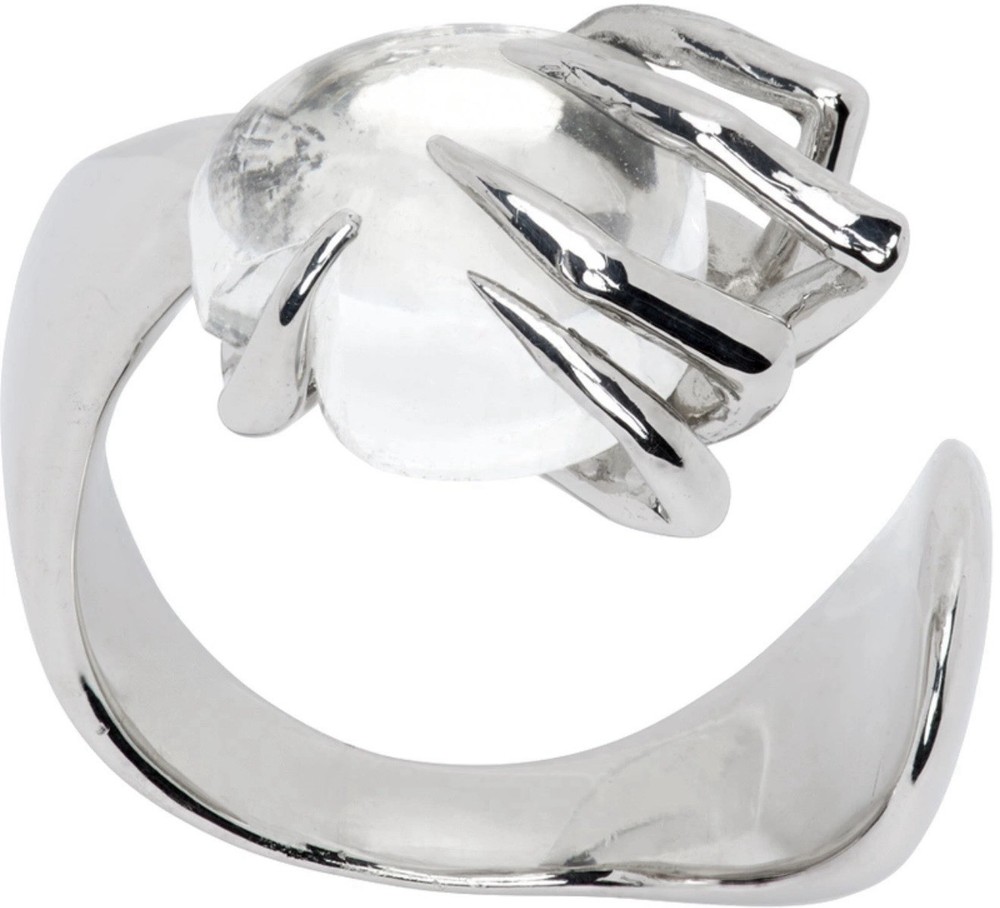 Alan Crocetti SSENSE Exclusive Silver Crystal Claw Euphoria Ring Size 9