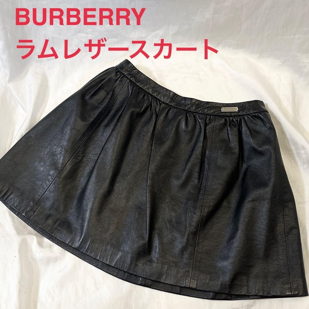 Burberry Blue Label Lamb Leather Flare Skirt Genuine Leather New