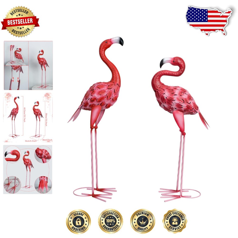Metal Flamingo Statues - 2-Piece Gradient Set for Indoor & Outdoor Decor