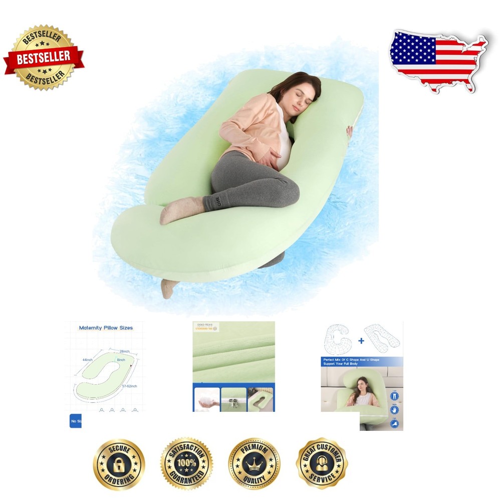 60-Inch J-Shaped Cooling Pregnancy Pillow with Soft Velvet Cover for All-Night Comfort  