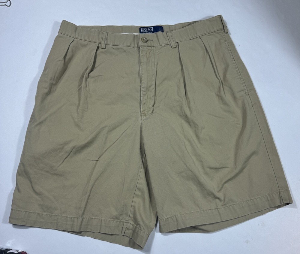 Vintage Polo Ralph Lauren Tyler Shorts Mens 35 Khaki Classic Chino Pleated 90s
