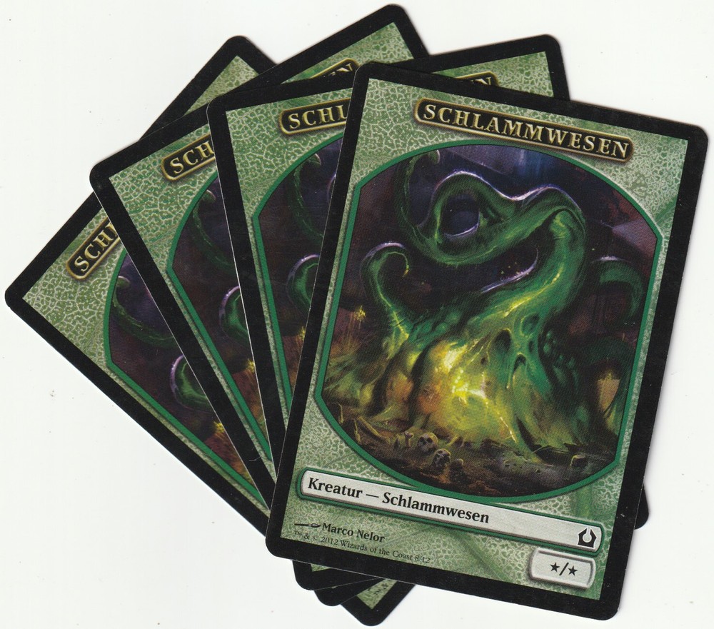 MTG Green Mud Creature Tokens Playset - 4 Magic The Gathering Cards Excellent Condition