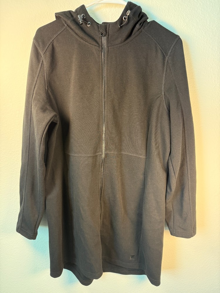 Fila Black Zipped Coat Hoodie Womens Long Large