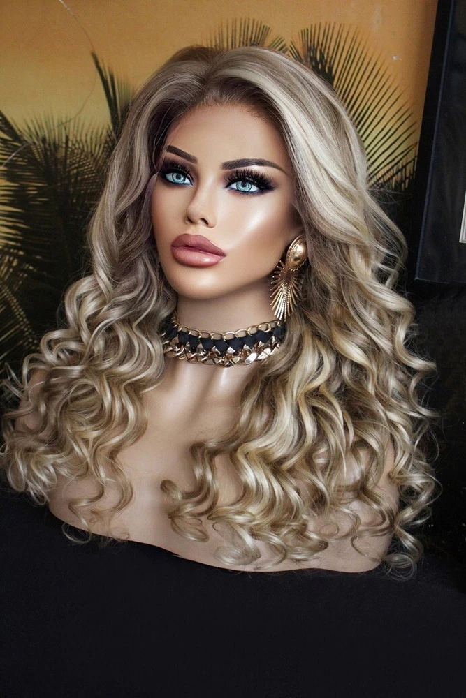20 Inch Ombre Highlight Blonde Wig 100% Human Hair 13x4 Lace Front Wigs