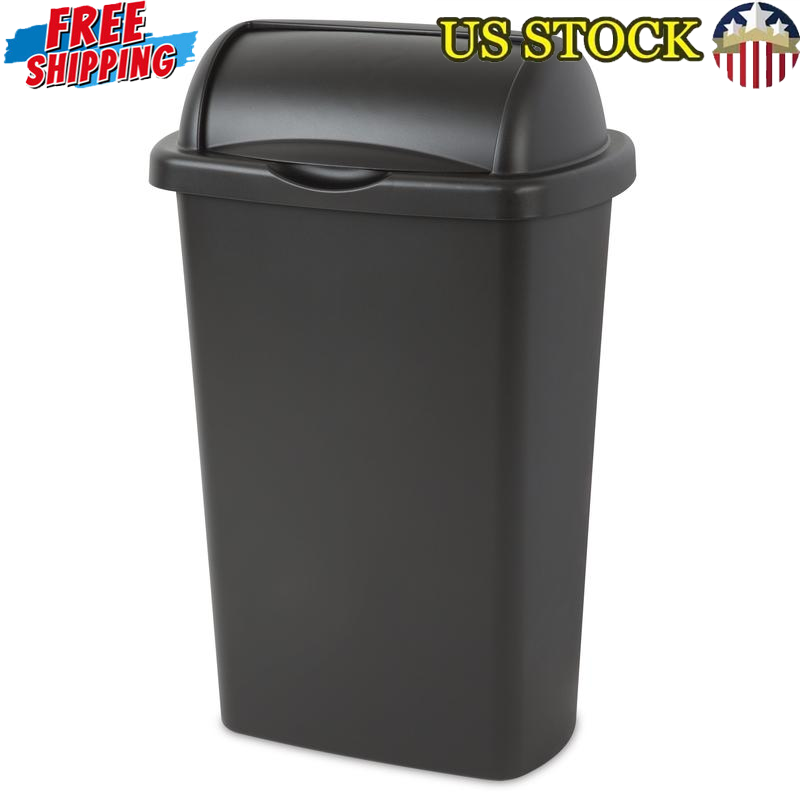 Roll Top Wastebasket 13 Gal Plastic Kitchen Trash Can Easy Open Durable New