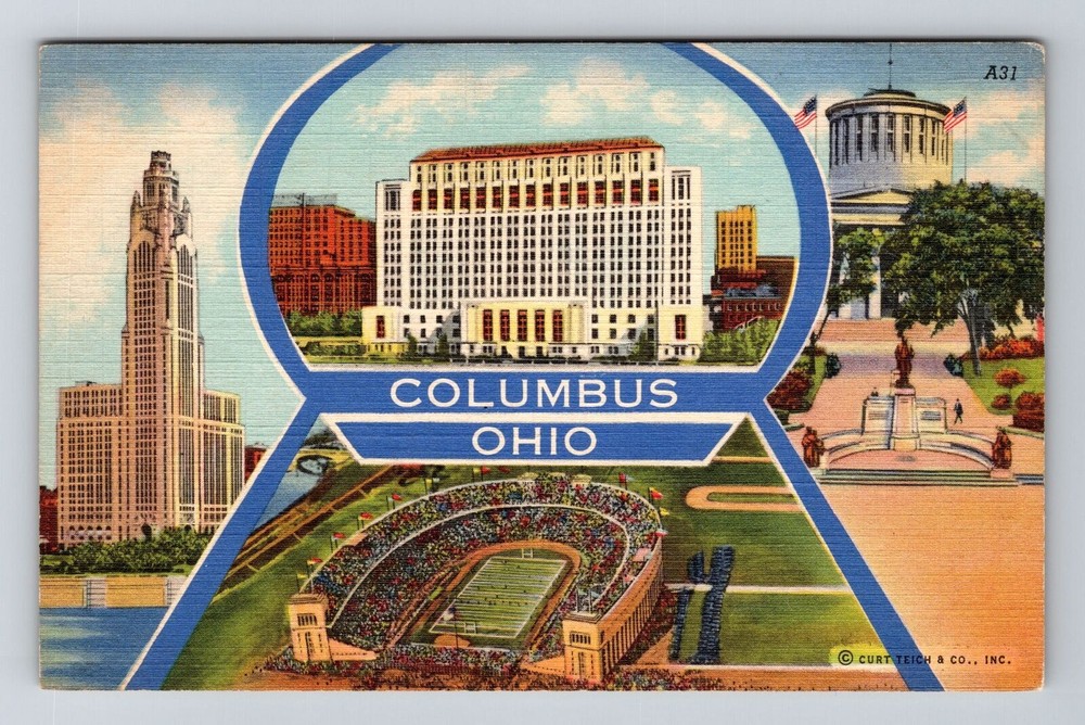 Columbus OH-Ohio, Landmark General Greetings, Vintage Postcard
