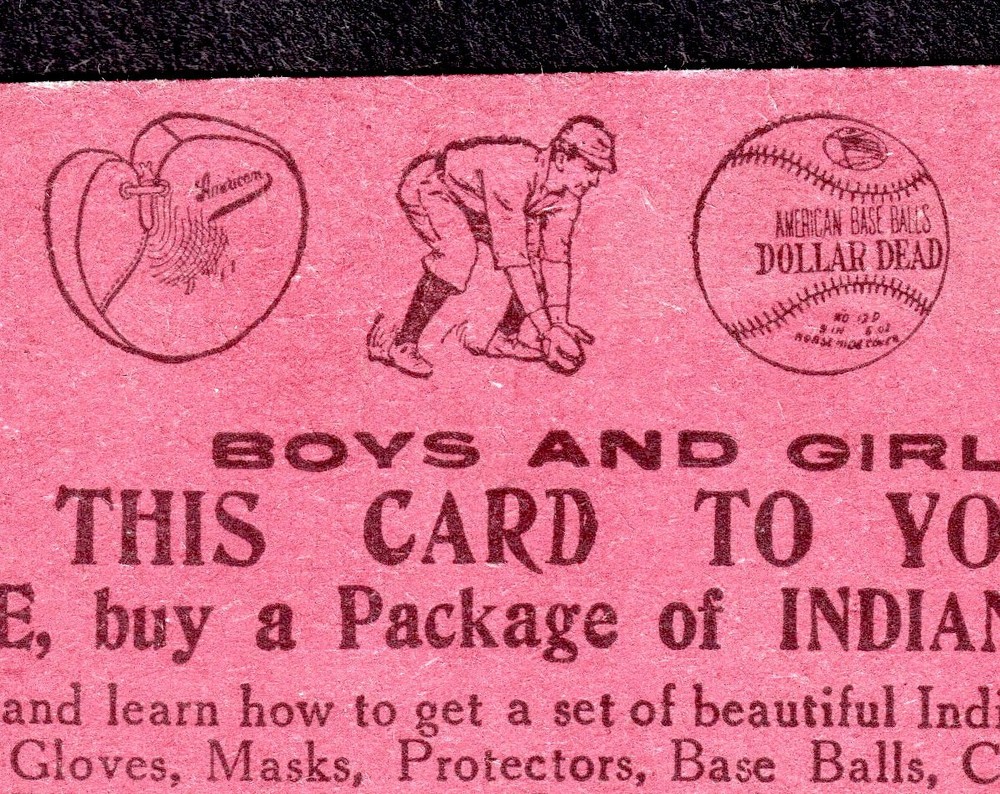 RARE Baseball Equipment c 1908 Indian Corn Flakes Battle Creek Cereal Offer Card