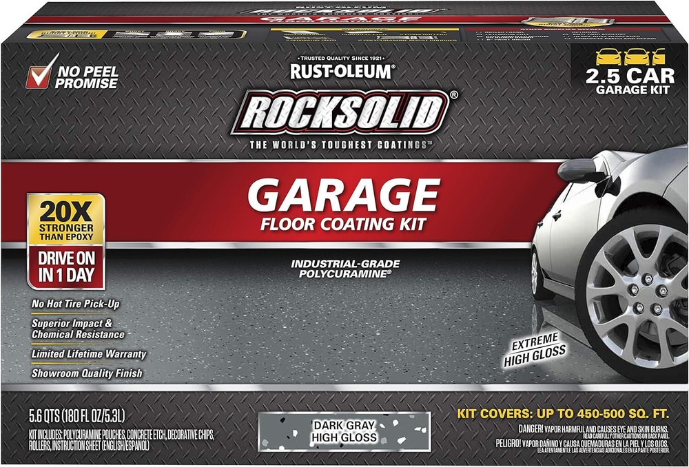 Rocksolid Polycuramine 2.5 Car Garage Floor Coating Kit in Dark Gray