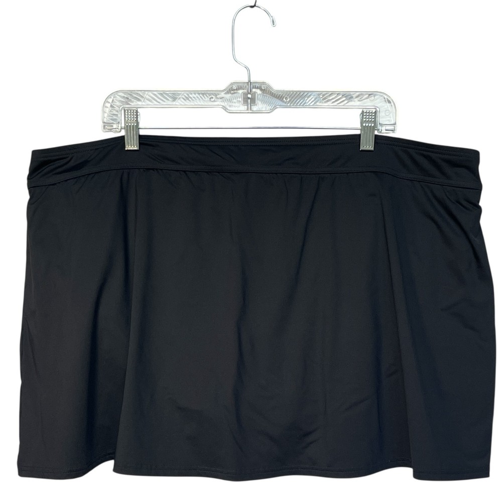 Lands' End Swim Skirt Skort Women Size 24W Black Elastic Waist Built in Brief