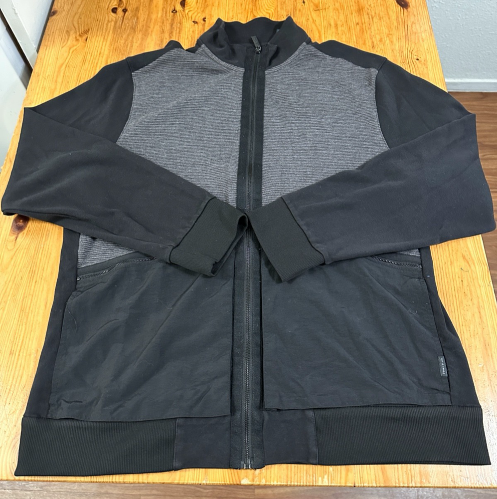 Perry Ellis Men's XL Black Gray Full Zip Pockets Lightweight Jacket Outdoor