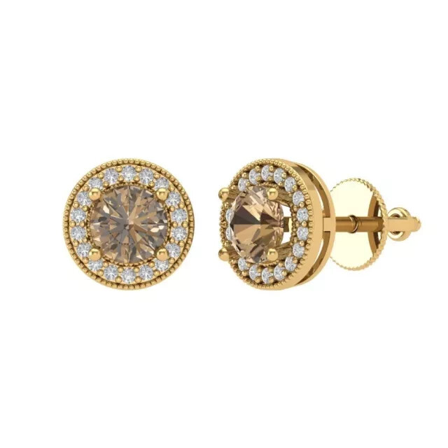 2Ct Round Cut Simulated Diamond Unisex Christmas Stud 14K Yellow Gold Plated
