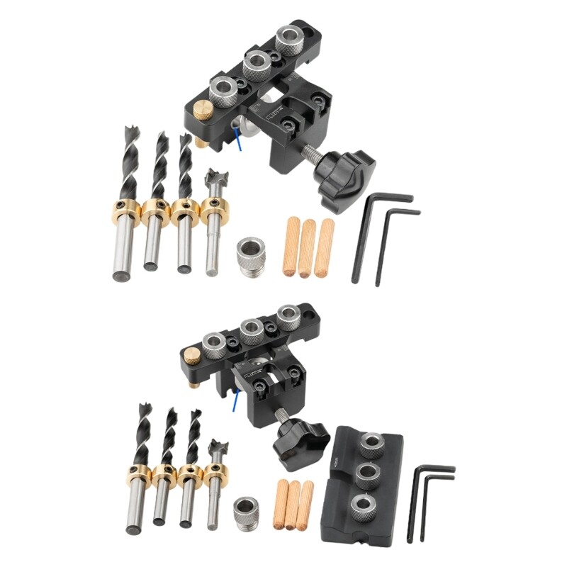 3 In Adjustable Woodworking Doweling Jig with Positioning Clip Puncher