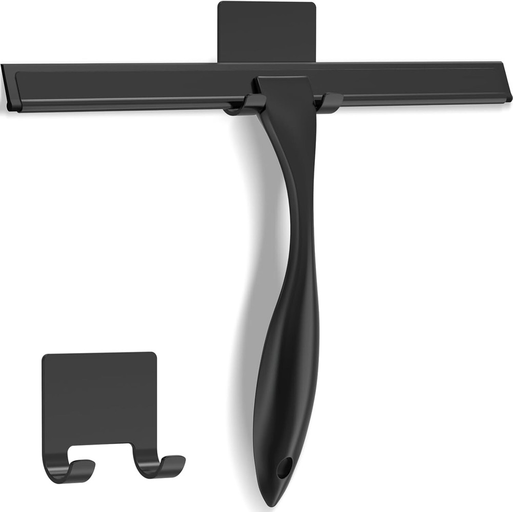 All-Purpose Stainless Steel Shower Squeegee with Adhesive for Glass Doors