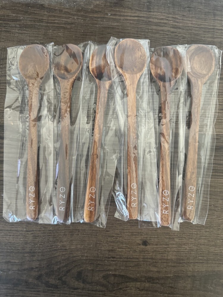 6 Genuine Ryze Acacia Wooden Spoons for Mushroom Coffee