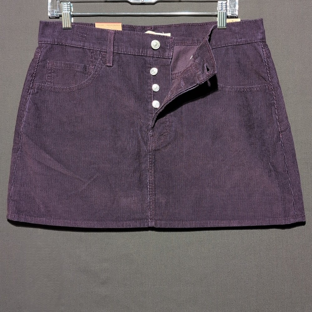 Levi's Icon Corduroy Skirt Women's 30 Purple Button-Fly Mid-Rise
