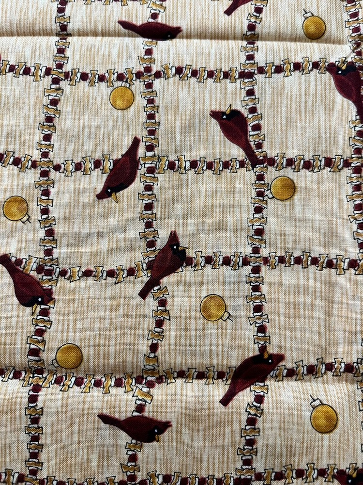 DEBBIE MUMM Christmas Cardinals Cream/Gold Mumm's The Word Fabric cotton 1 yard