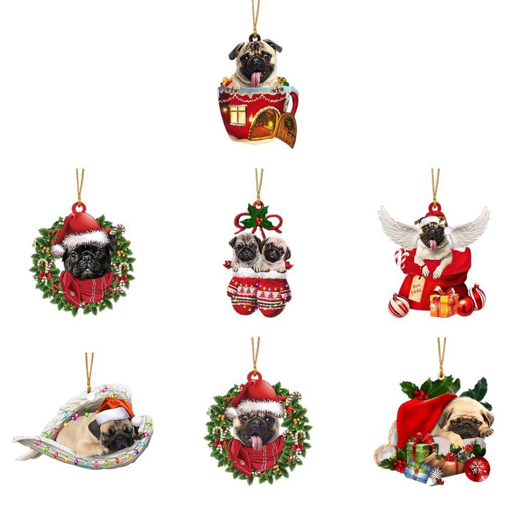 Car Christmas Ornaments Cute Dog Pendant Home Decoration Xmas Tree Hanging P8