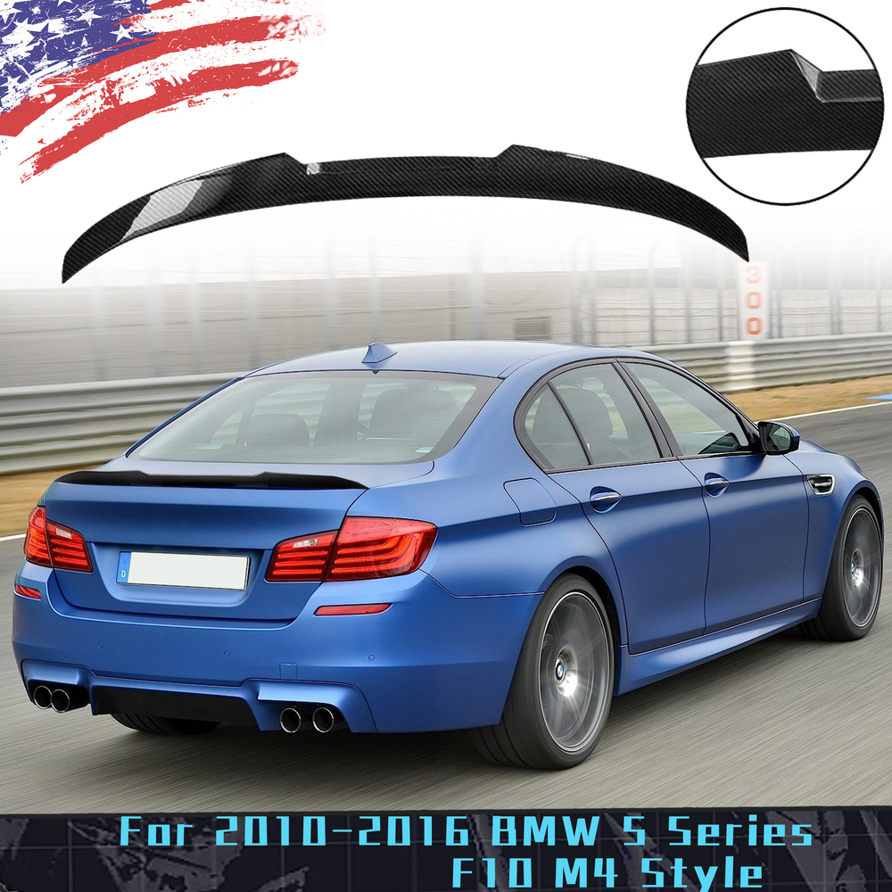 FOR 2010-2016 BMW 5 Series F10 M4 Style Rear Trunk Lip Spoiler Wing Carbon fiber