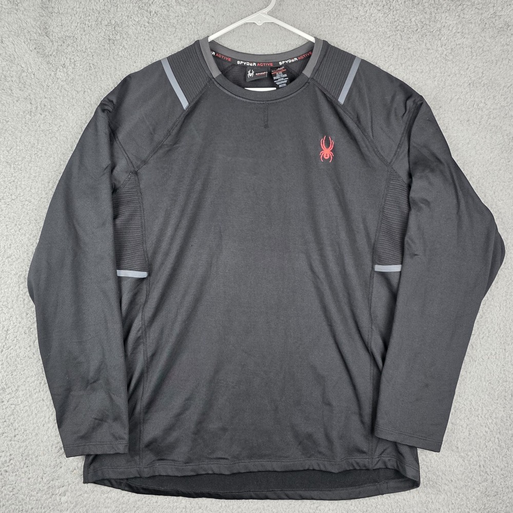 Spyder Active Shirt Mens XL Black Performance Long Sleeve Pro Weight Stretch