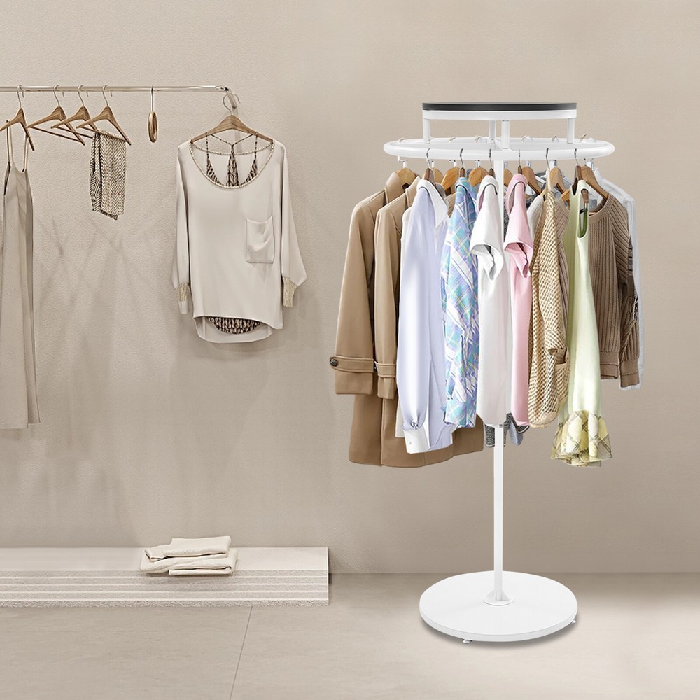 Round Floor Standing Garment Rack for Clothes Display