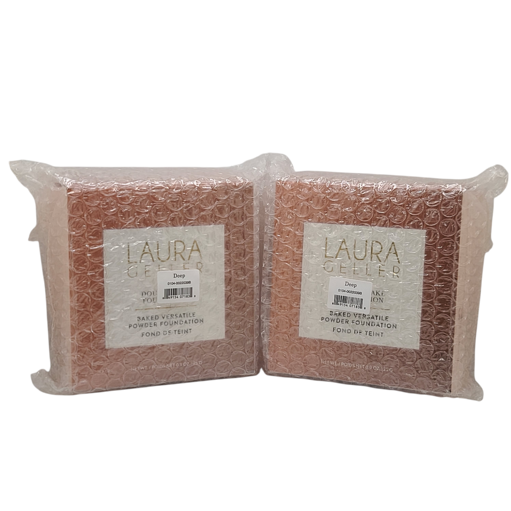2 Pack Laura Geller Double Take Baked Versatile Powder Foundation Deep .09 oz