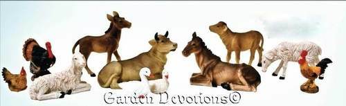 Nativity Animals Set 11 pcs 5-8 inch scale Ducks Rooster Sheep Cow Donkey 4 inch
