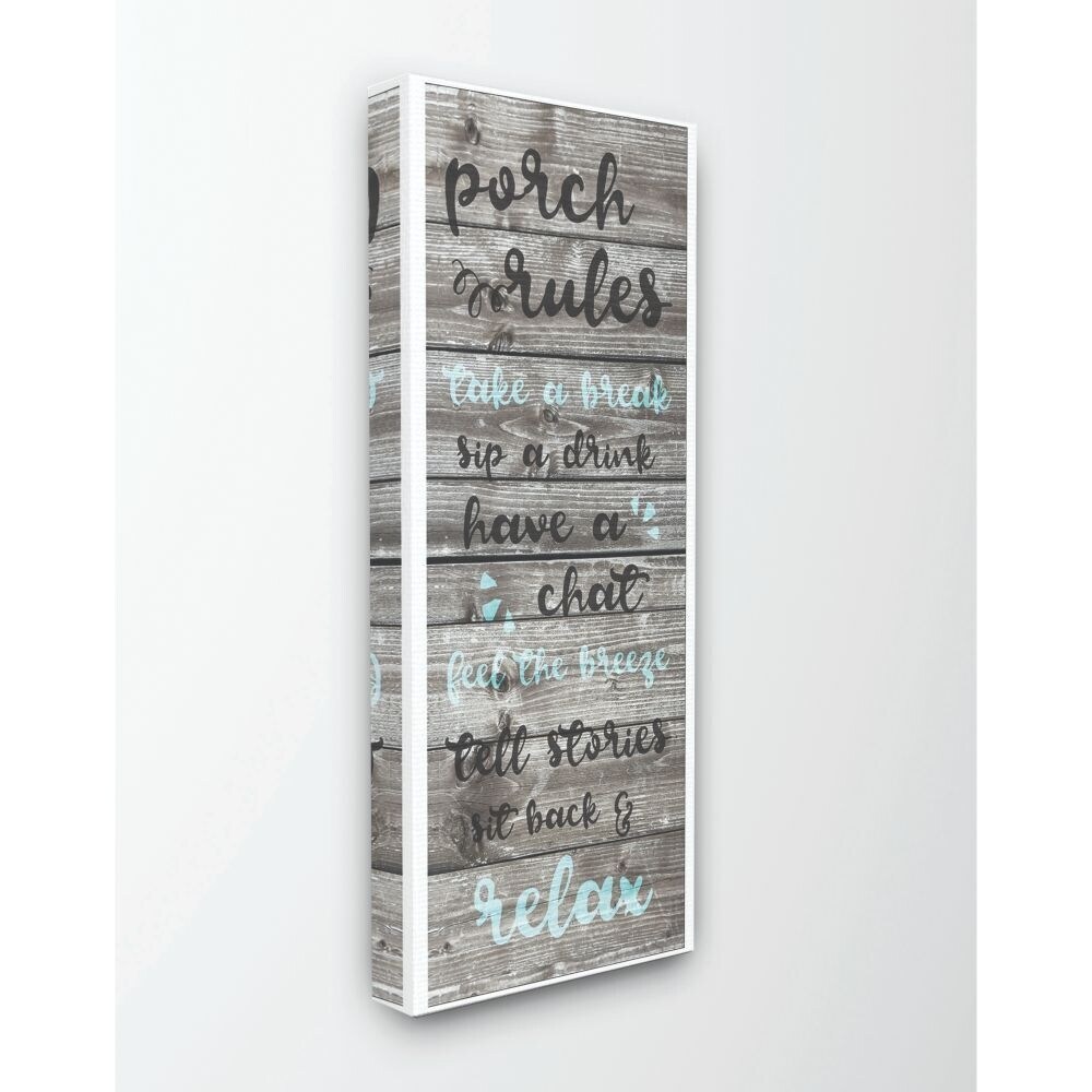 Stupell 'Porch Rules Rustic Blue Sit Back and Relax' Grey 10 x 24