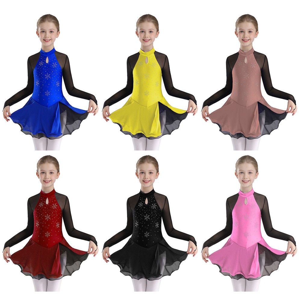 Sparkly Ballerina Dance Dress for Kids Girls Figure Skating Gymnastics
