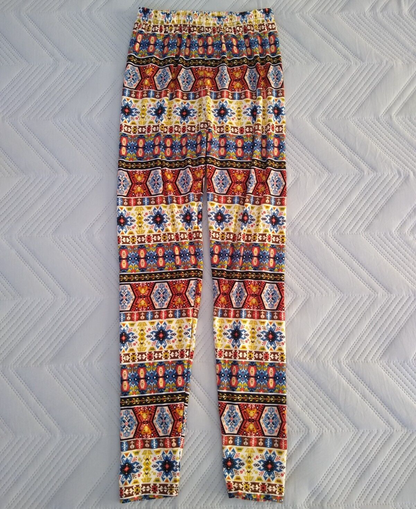 Bold Funky Groovy 70s Southwestern Tribal Print Soft Leggings in S M