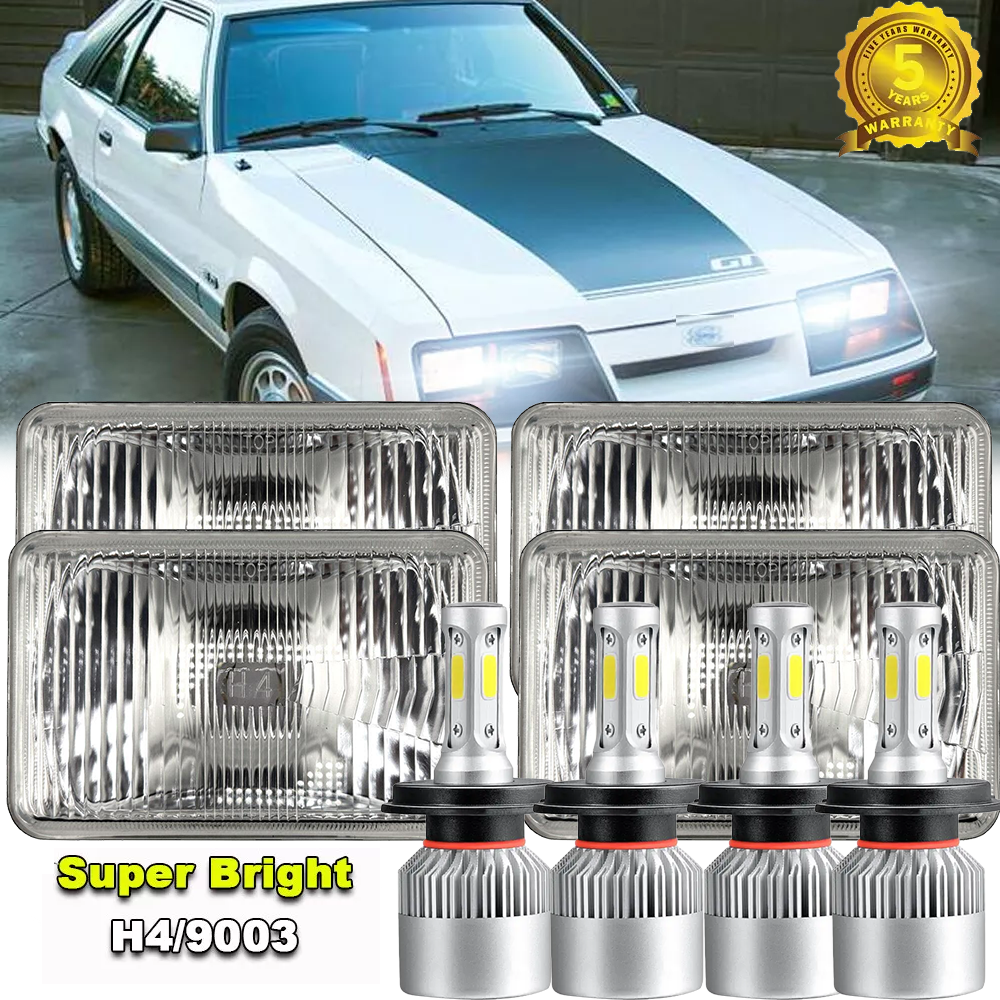 4pcs LED Headlights Hi/Lo for 1982-1992 Chevrolet Camaro Iroc-Z Z28 4x6