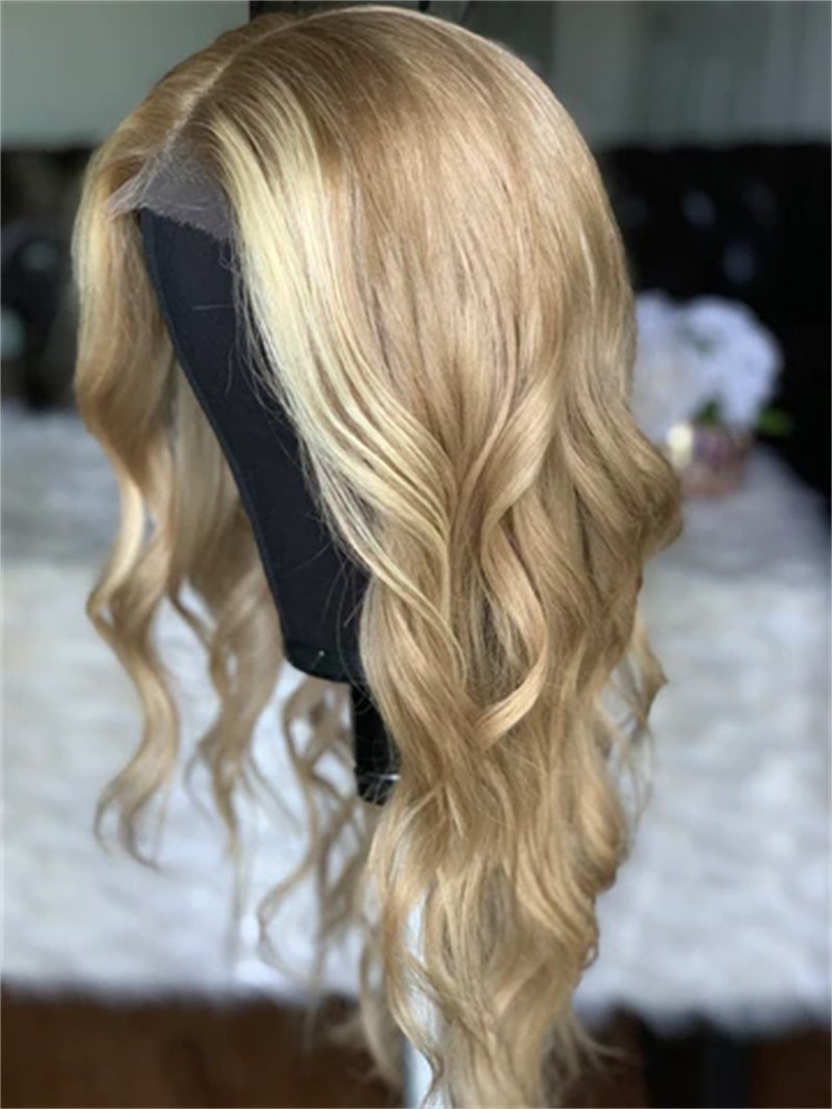 18Inch Highlight Creamy Blonde 13x4 Lace Front Wig 100% Human Hair Wig