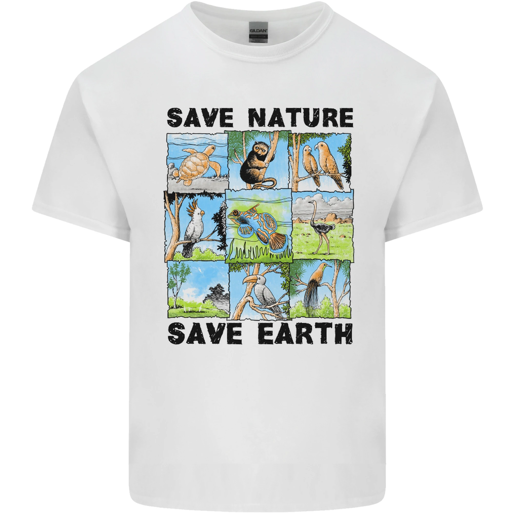 Save Nature save Earth Ecology Environment Mens Cotton T-Shirt Tee Top