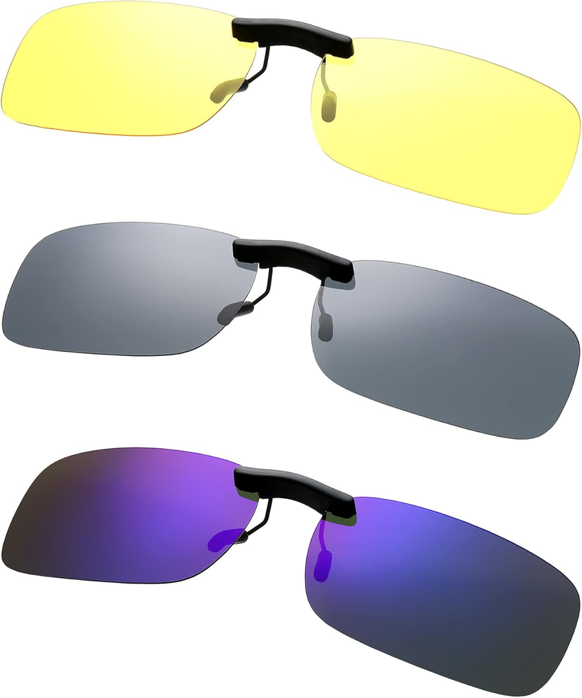 3 Pairs Polarized Clip on Sunglasses Rimless Sunglasses Lightweight Eyeglasses f